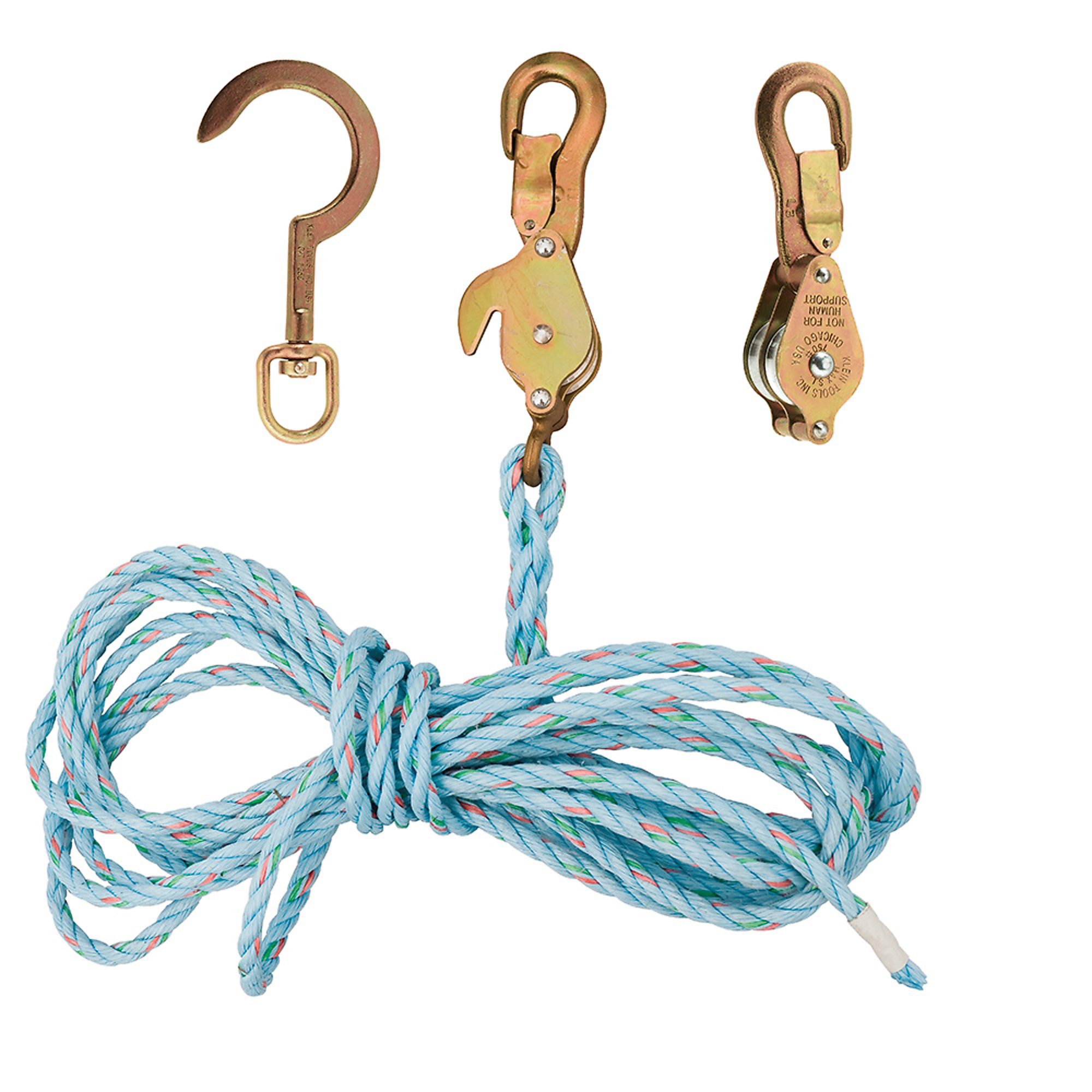Klein Tools, Block and Tackle 259 Anchor Hook Spliced, Load Capacity 750 lb, Material Multiple, Model# 1802-30SSR